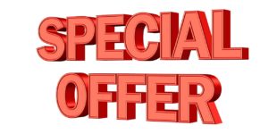 Red lettering stating Special Offer