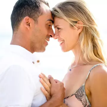 Romantic couple embracing